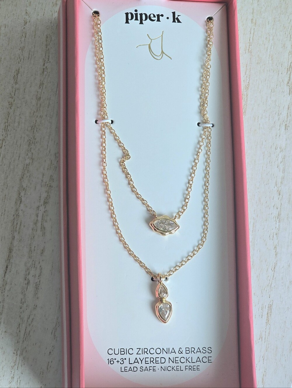Piper Gold Layered Cubic Zirconia Necklace with Clear Stones